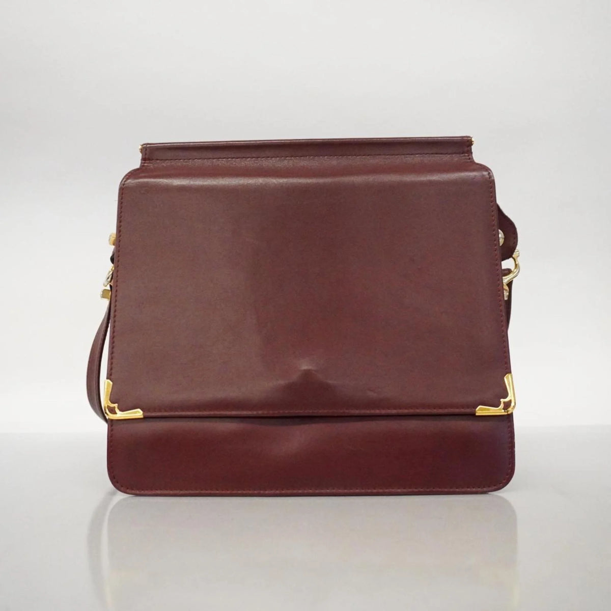 Previously Owned Cartier Shoulder Bag Must Leather Bordeaux For Her (Good)