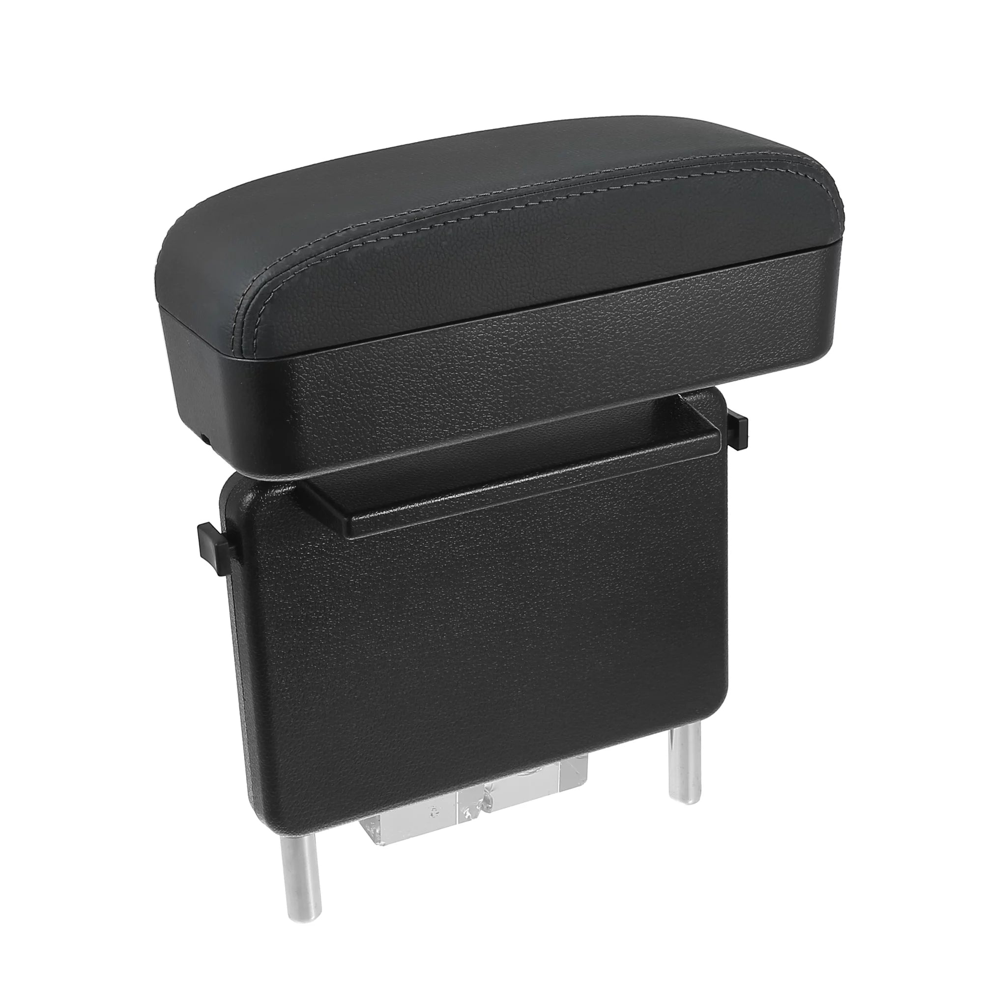 Car Center Armrest Box Seat Gap Adjustable Armrest Storage Organizer Box Armrest Black PU Leather with Black Line