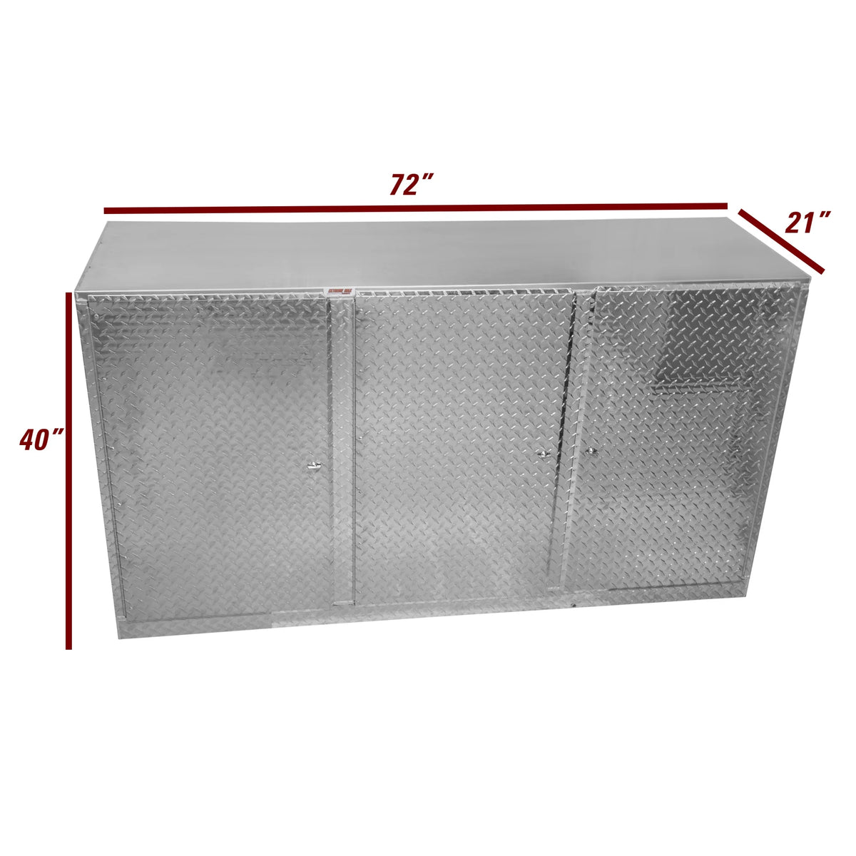Extreme Max 5001.6418 Diamond Plated Aluminum Base Cabinet for Garage, Shop, Enclosed Trailer - 72", Silver
