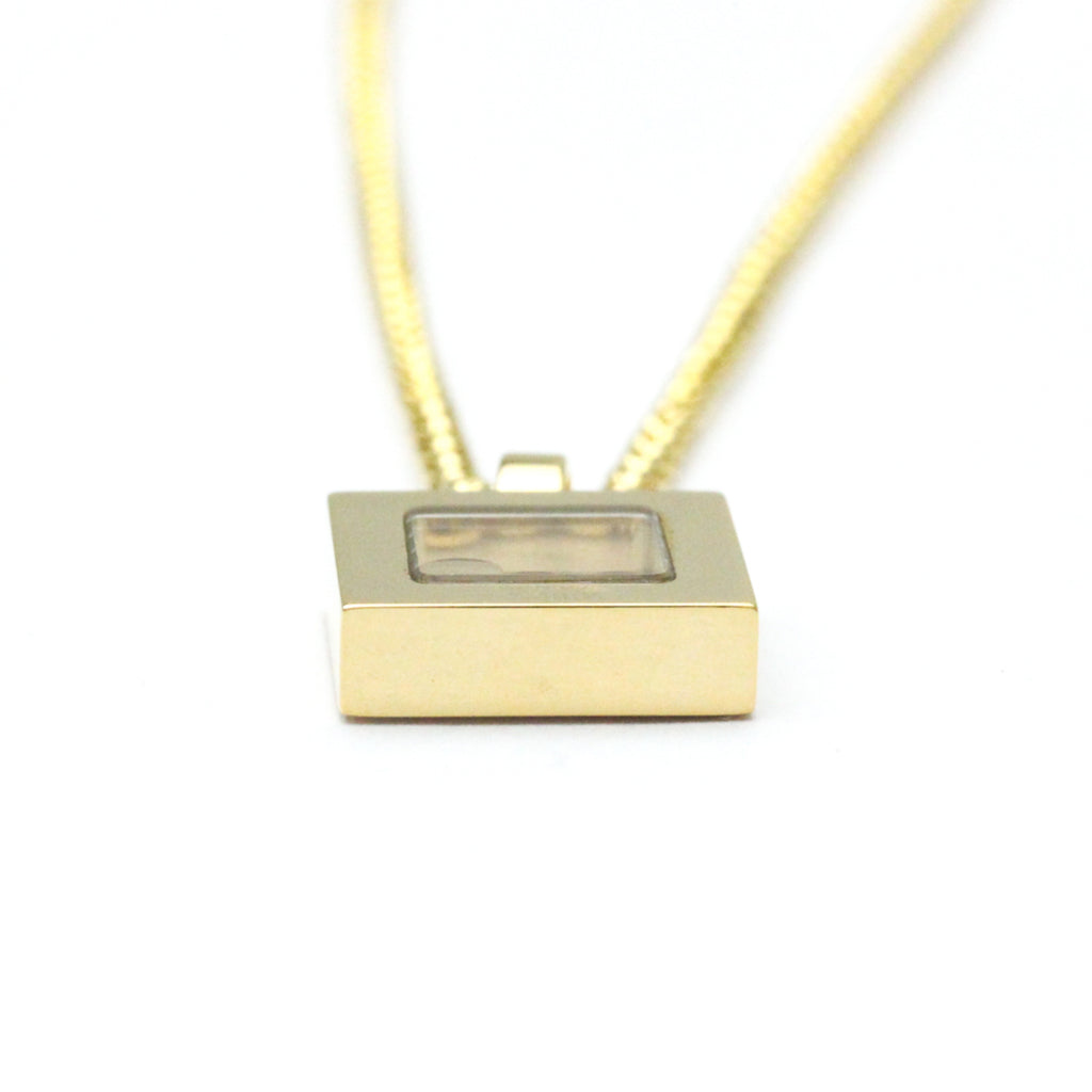 Previously Owned Chopard Happy Diamonds Square Necklace 79/3210 Yellow Gold (18K) Diamond Men,Women Fashion Pendant Necklace (Gold) (Good)