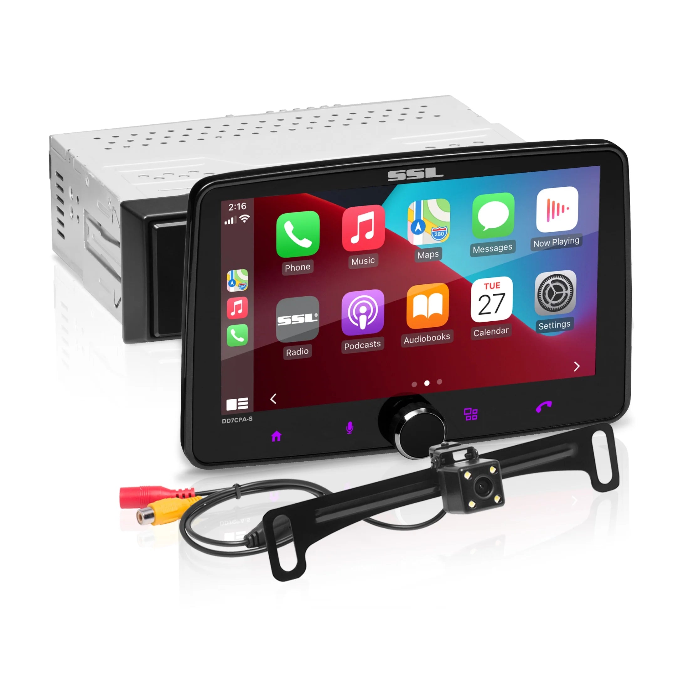 Sound Storm Laboratories DD7CPA-CS Car Audio Stereo – Apple CarPlay, Android Auto, Single Din, 7 Inch Touchscreen, Bluetooth, No CD DVD Player, AM/FM Radio Receiver, Backup Camera