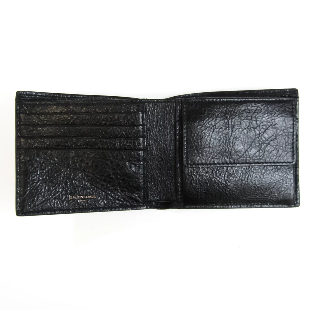 Used Balenciaga 504934 Unisex Leather Wallet (bi-fold) Black (Good)