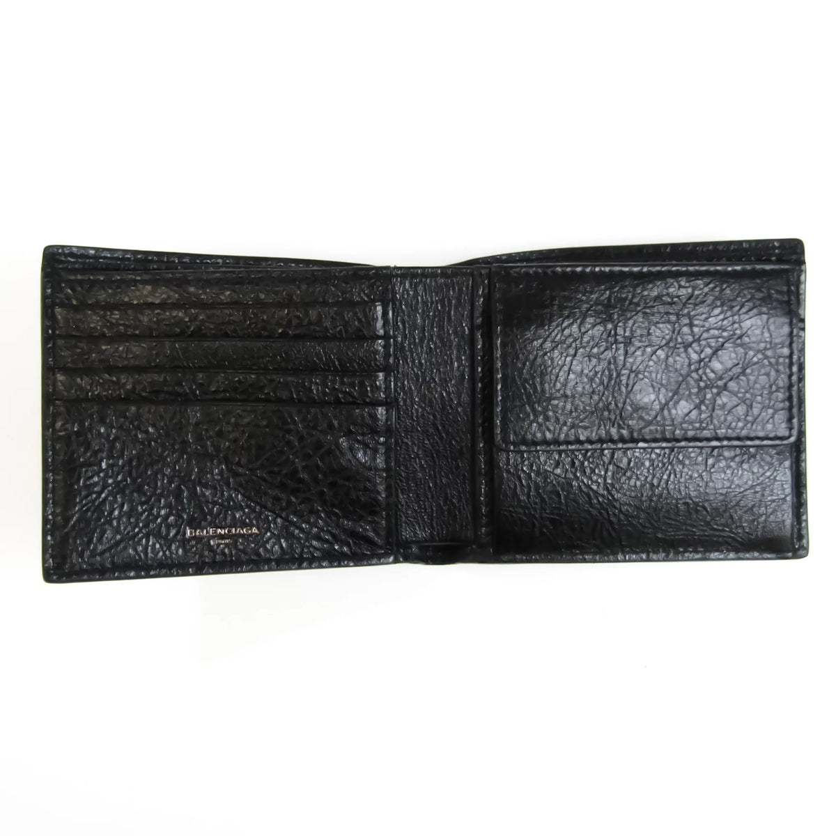 Used Balenciaga 504934 Unisex Leather Wallet (bi-fold) Black (Good)