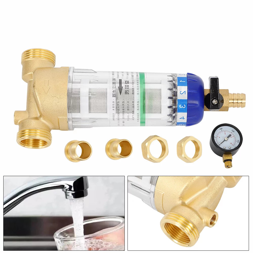 Reusable Spin Down Sediment Water Filter Home Water Filter for Remove Sediment Sand Water Pipe Pre-filter 50℃ Water Filter