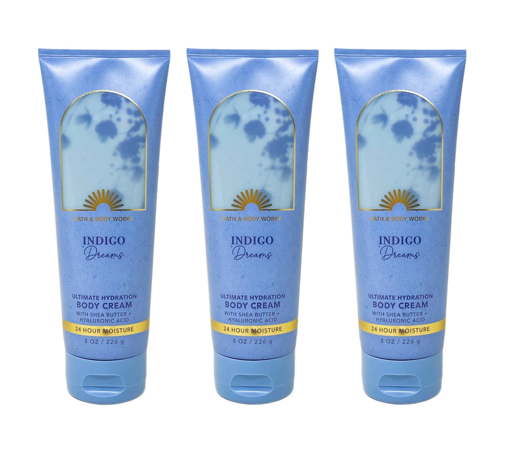 Bath and Body Works Indigo Dreams Ultimate Hydration Body Cream 3 Piece Set - 8 oz / 226 g each