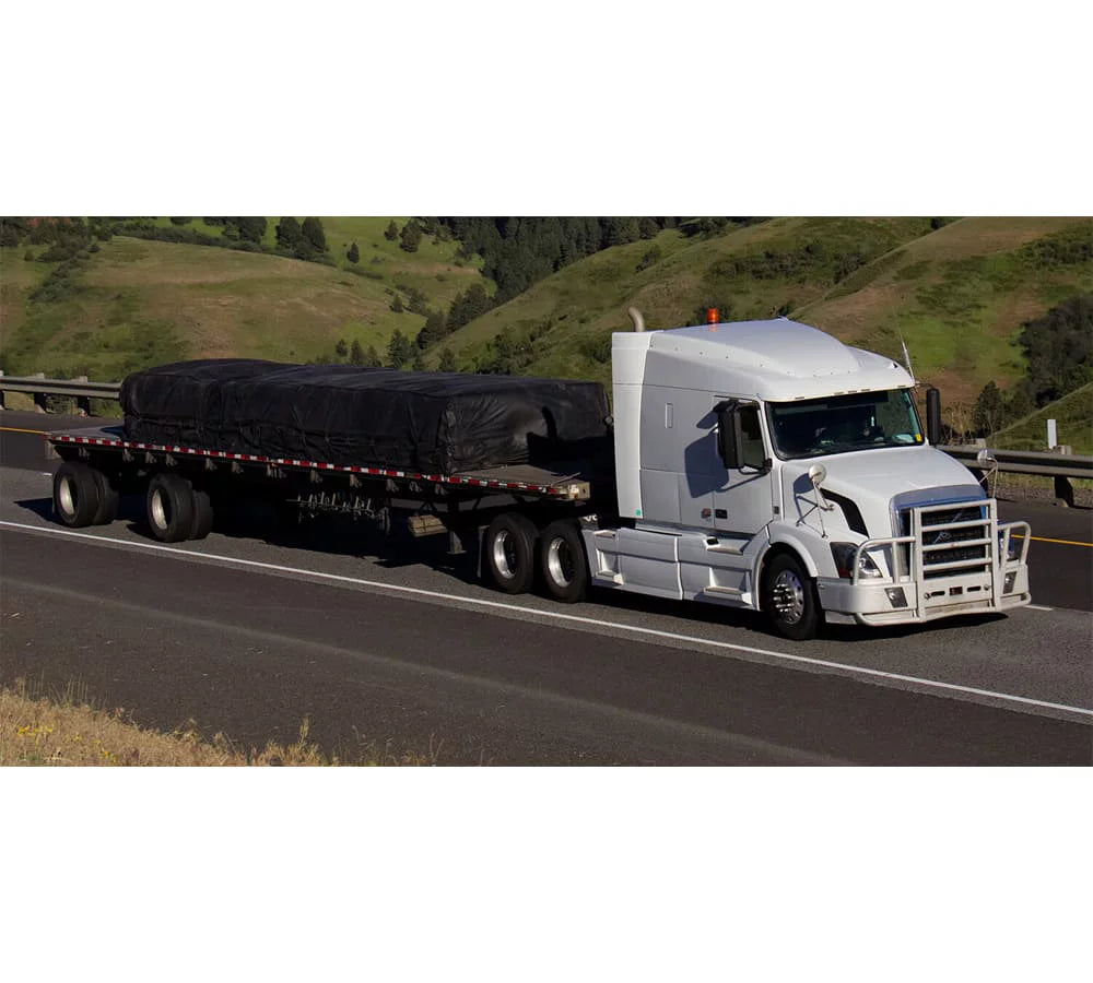 24' x 18' Black Metal Tarp for Heavy Duty Truck Cargo - 14 Oz Vinly Lightweight Flatbed Tarps with 8' Drop - Waterproof Tarp for Trailers to Protect Cargo from Wind, Rain, Snow and Sun