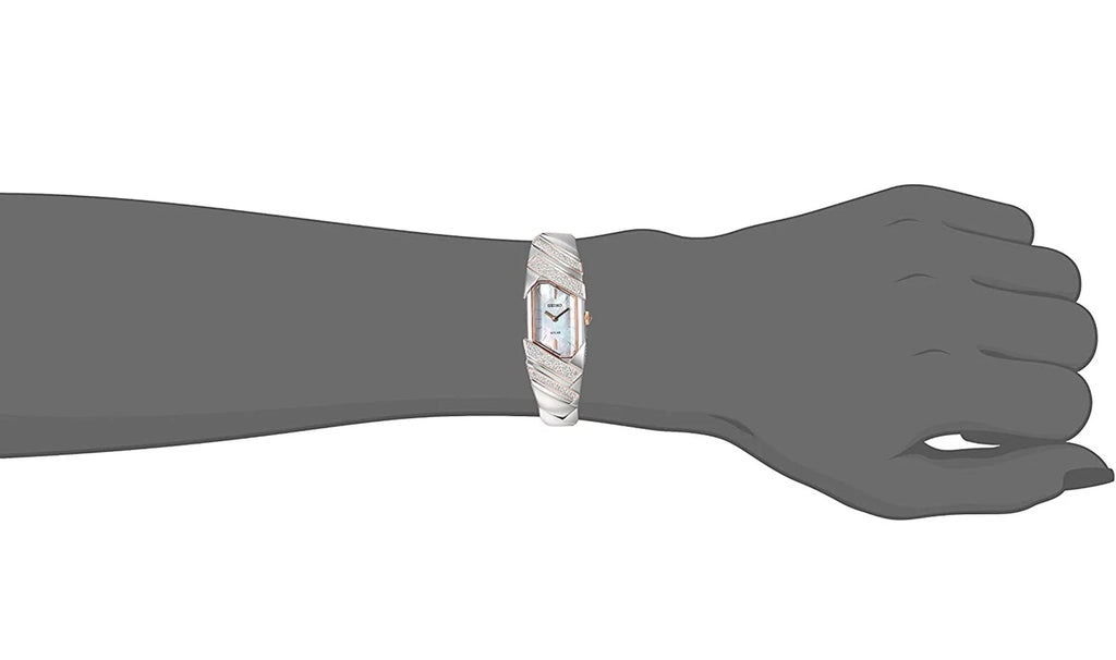 Seiko For Her SUP332 Rust-resistant Alloy and Diamond Solar Watch with a Mother of Pearl Dial
