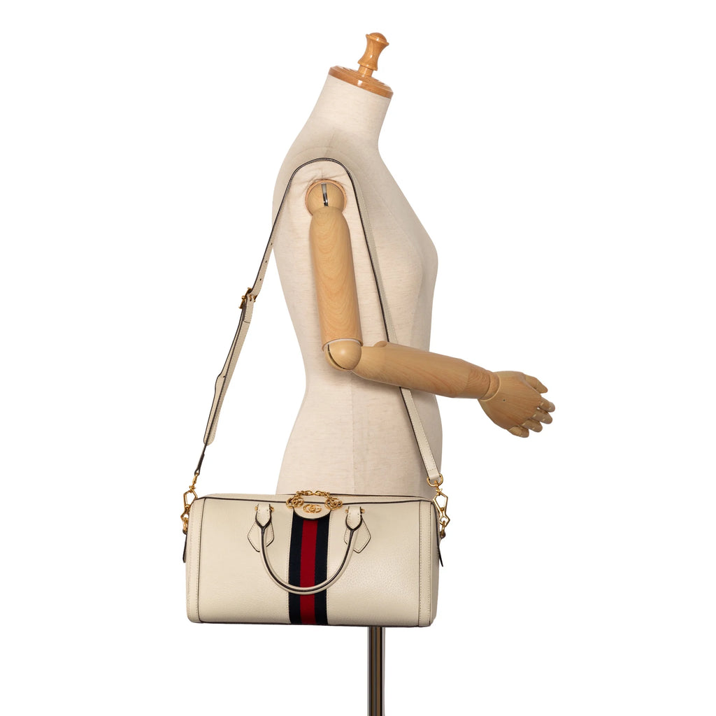 Secondhand Authenticated Gucci Ophidia Satchel Calf Leather White Unisex (Good)