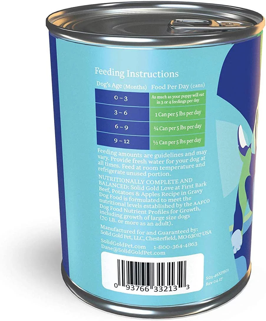 Solid Gold Wet Puppy Food - Made with Real Natural Beef for Puppies - Love at First Bark Grain Free Canned Dog Food for Gut Health, Immune Support and Soft Skin & Coat