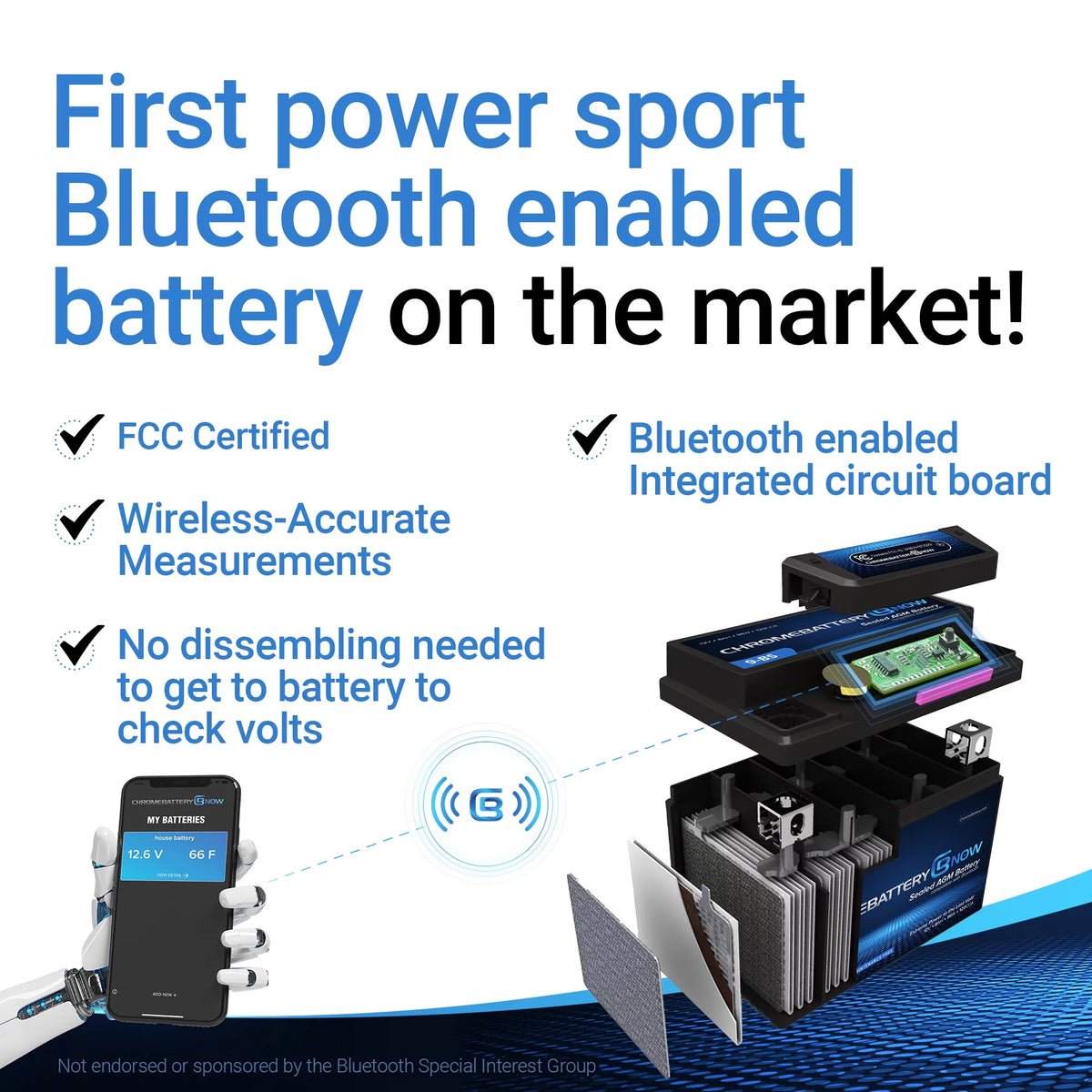Chrome Battery Now Ytx20l-bs (20l-bs 12 Volt,18 Ah, 270 Cca) Intelligent Wireless Smartphone Connectivity AGM Battery for Personal Watercraft - Brp (sea-doo) 900 Gti 90 Years (2018 - 2020)
