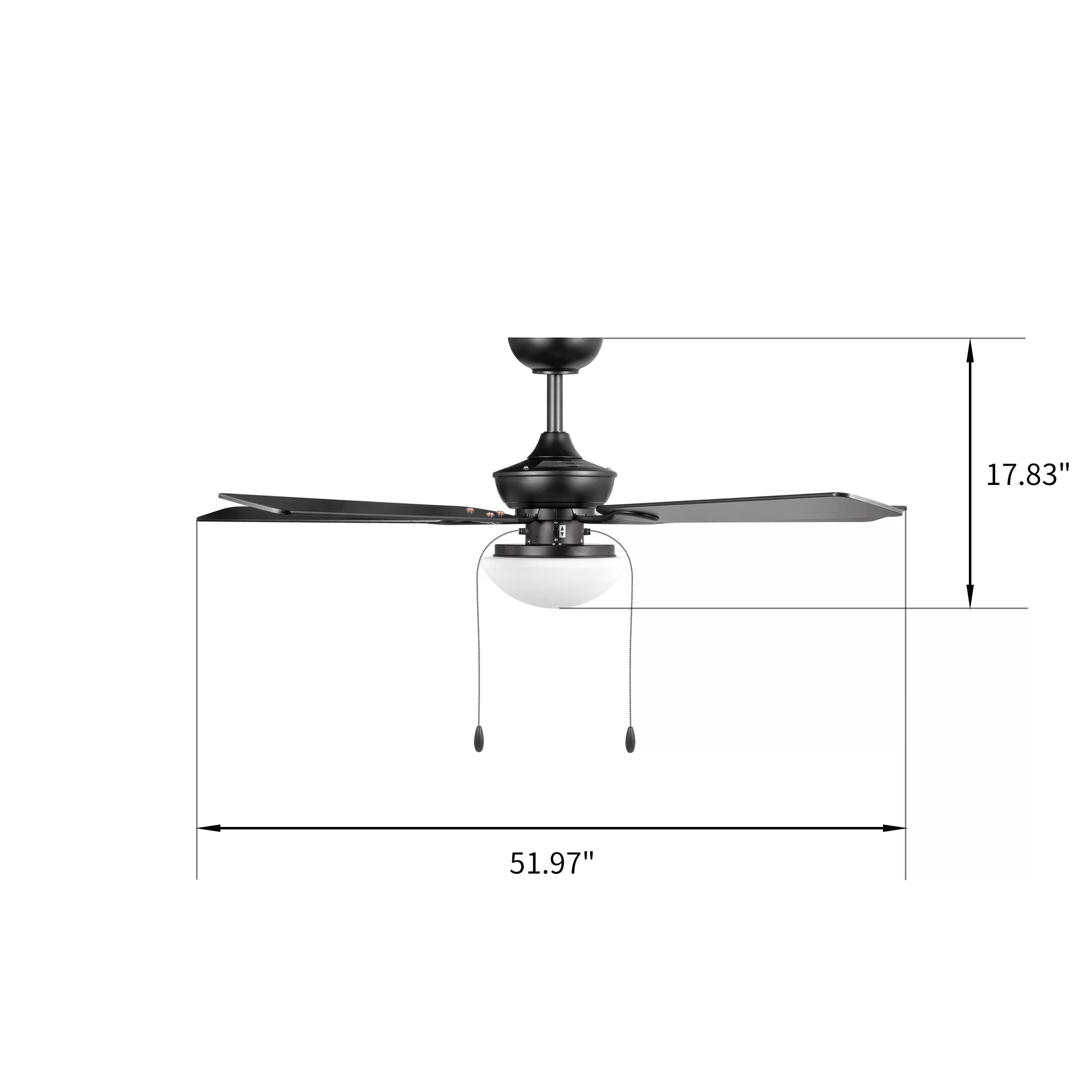 Mainstays 52" Indoor/Outdoor Black 5 Blade Reverse Airflow Ceiling Fan with 1 LED Light Bulb