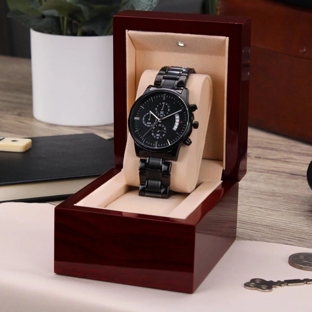 Husband Daddy Protector Hero Engraved Multifunction Analog Corrosion-free Alloy Chronograph Men's Watch W Copper Dial