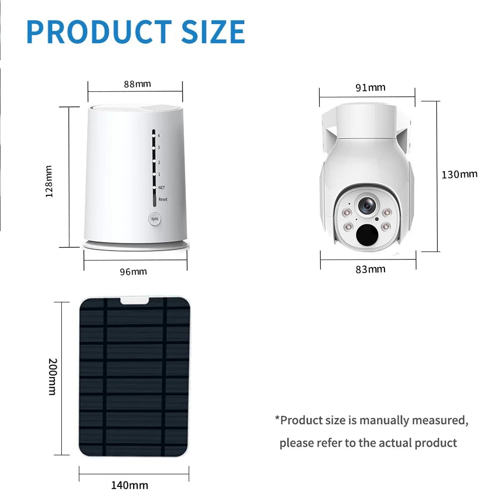 VIKVIZ CCTV System 2Pcs 4MP Rechargeable Battery WiFi PTZ IP Camera Kit with Solar Panels,4CH Base Station,Wireless Technology,Night Vision,Motion Detection