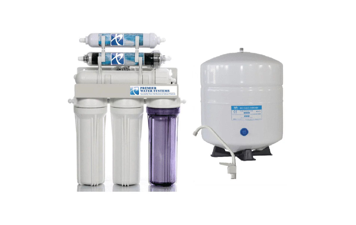 100 GPD - 6 Stage Dual Outlet Use (Drinking & 0 PPM Aquarium Reef/Deionization) Reverse Osmosis Water Filter System (RO/DI) + Tank