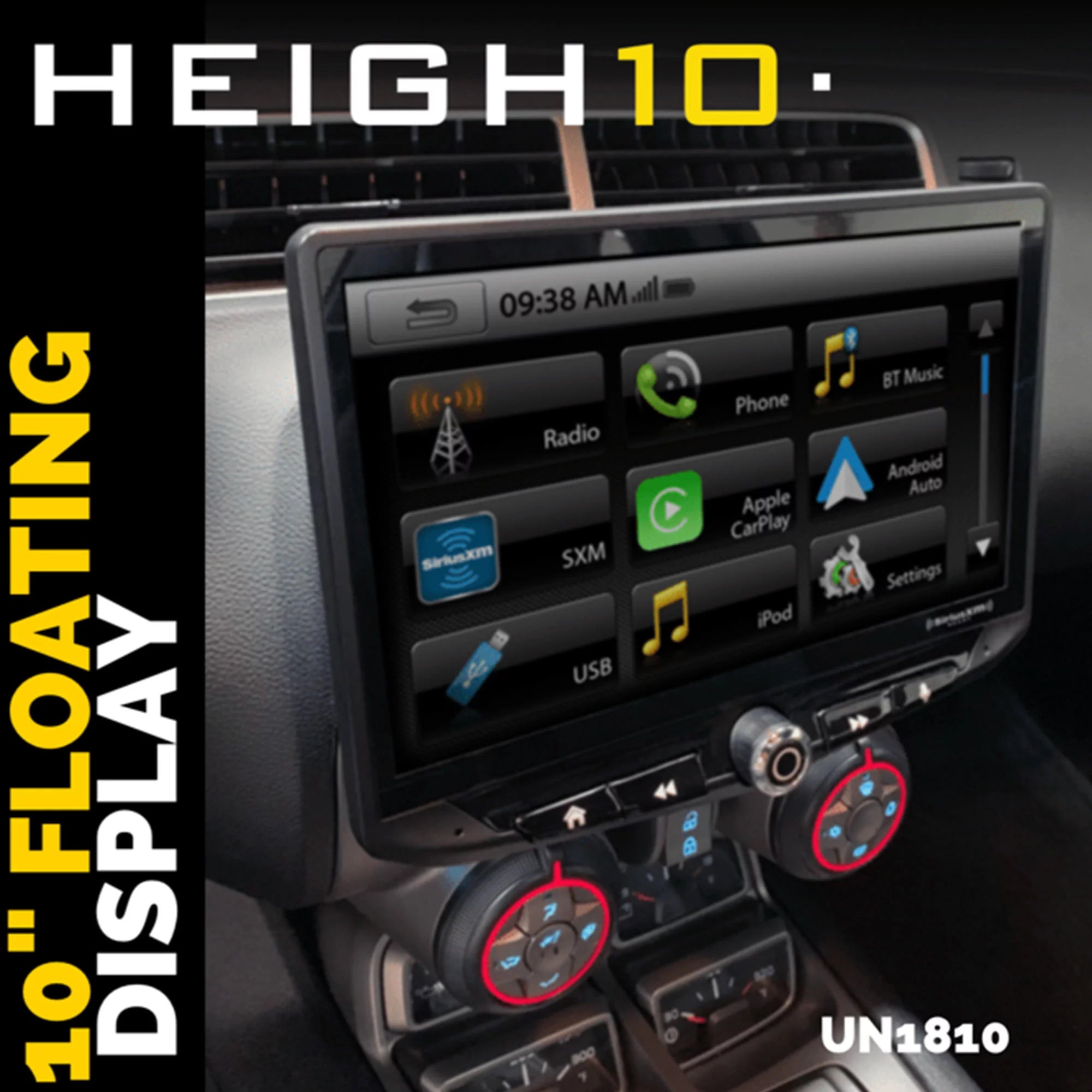 Stinger Heigh10 10" In-dash Infotainment System compatible with Apple CarPlay & Android Auto, Includes Navigation Card & Installation Kit compatible with 14-18 GM Trucks