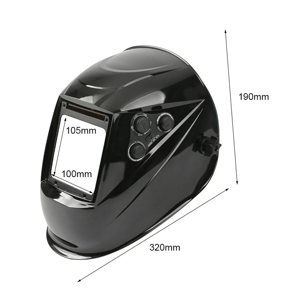 Yabuy Solar Charging Automatic Dimming Welding Large View True Color Welding Facemask 130℃ High Temperature Resistant Auto Darkening Facemask for Arc Welding Grinding Cutting