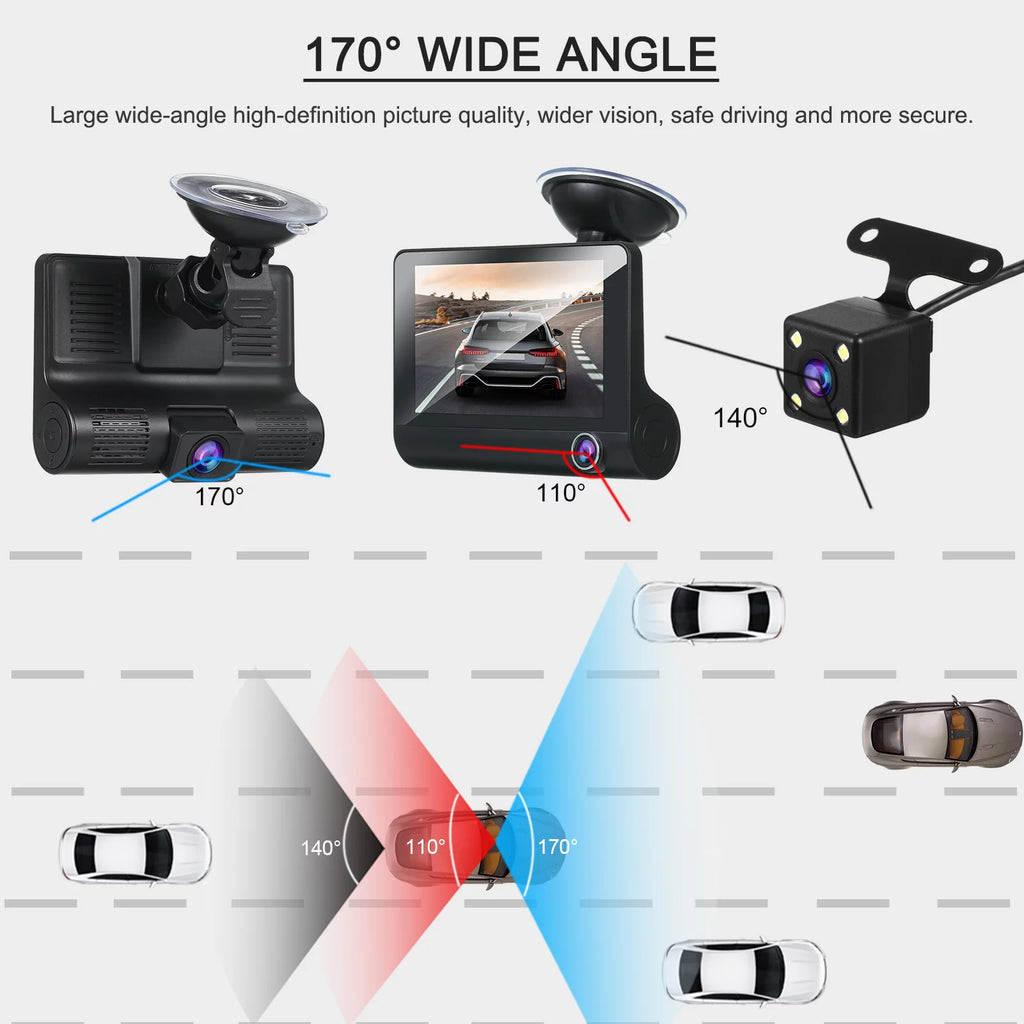 Moobody Dash Cam - 1080P Full HD Front and Rear Dual Dash Camera, 4 Inch IPS Screen, G-sensor, Loop Recording - Keep an Eye on Your Surroundings While On the Go