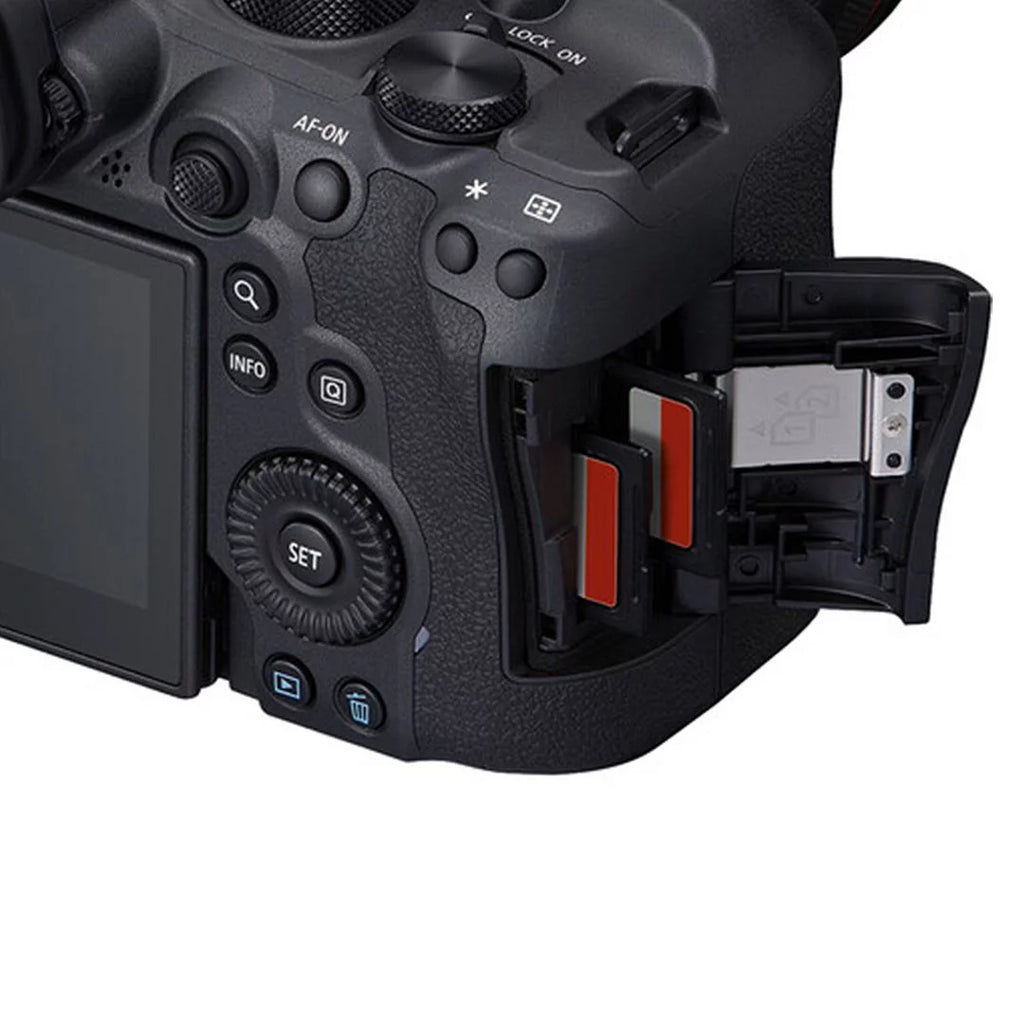 Canon EOS R6 Mark II Mirrorless Camera with RF 24-105mm Lens + Mount Adapter + 2 Pack SanDisk 32GB Memory Card + LED Flash + Case + ZeeTech Accessory