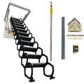 INTSUPERMAI Ceiling Mounted Folding Loft Ladder Attic Stairs 9.8Ft Height 12 Steps Black (Open Size 31.5"x 39.37")