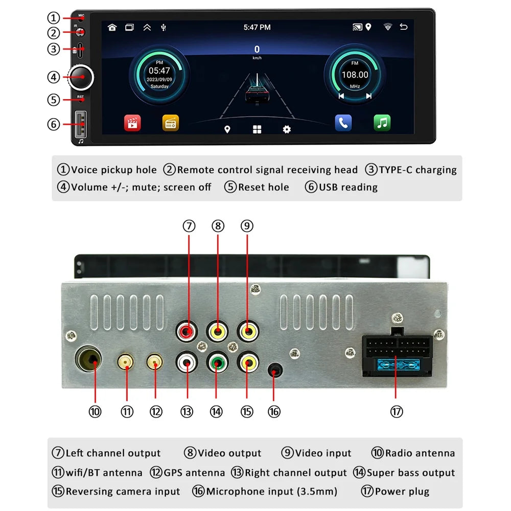 GoolRC Car GPS navigator,13 Car Auto Support Android Auto Stereo 6.86 Inch 13 Radio Rear Camera Wifi/bt Android Car Wifi/bt Android 13 Car Stereo Auto Wifi/bt Radio Mirror 6.86 Inch Mirror Link Buzhi