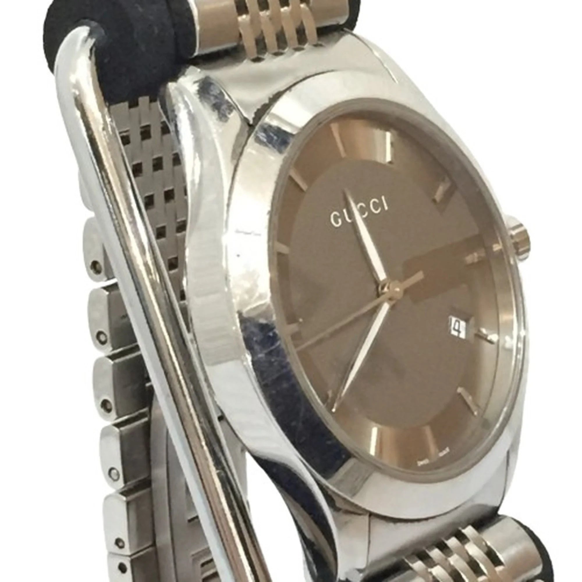 Previously Owned GUCCI 126.4 G Timeless Brown Dial SS Corrosion-free Alloy Silver Analog Watch Men's Date Quartz IT26SVZ67548 RK1056D (Good)