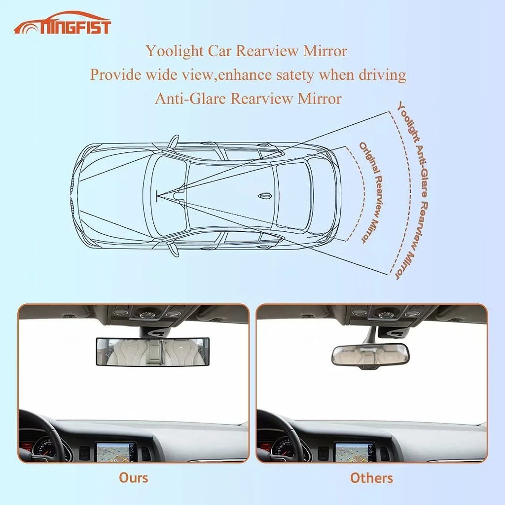 NINGFIST Rear view Mirror Rearview Mirror Wide Angle Broadway Panoramic Anti Glare Mirror Blindspot Accessories Universal Interior Car Convex Mirror for Car SUV Trucks.