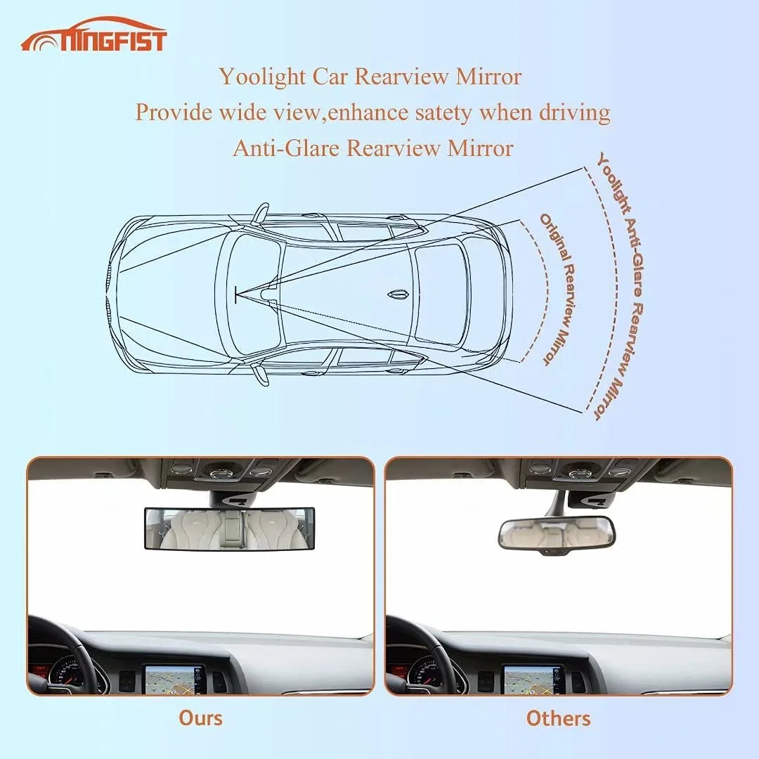 NINGFIST Rear view Mirror Rearview Mirror Wide Angle Broadway Panoramic Anti Glare Mirror Blindspot Accessories Universal Interior Car Convex Mirror for Car SUV Trucks.