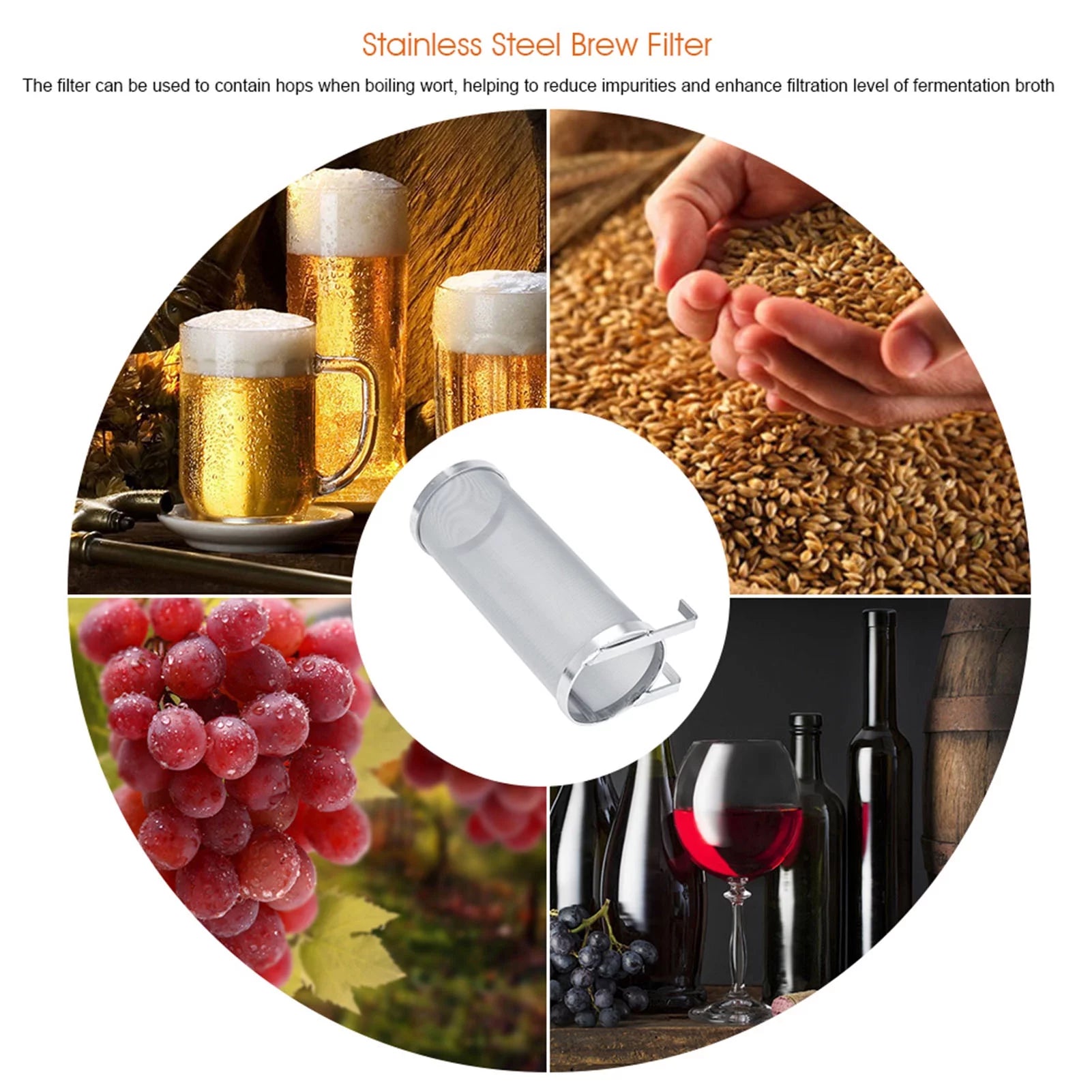 Regun Brew Filter,300 Micron Rust-resistant Metal Homemade Brew Beer Hop Mesh Filter Strainer (Size : 10 25.5cm)