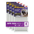 Filtrete 18x30x1 Air Filter, MPR 1500 MERV 12, Advanced Allergen Reduction, 4 Filters