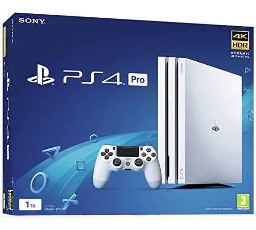 Sony PlayStation 4 Pro Glacier 1TB Gaming Console White, Headset 2 Controller With Cleaning Kit Like New