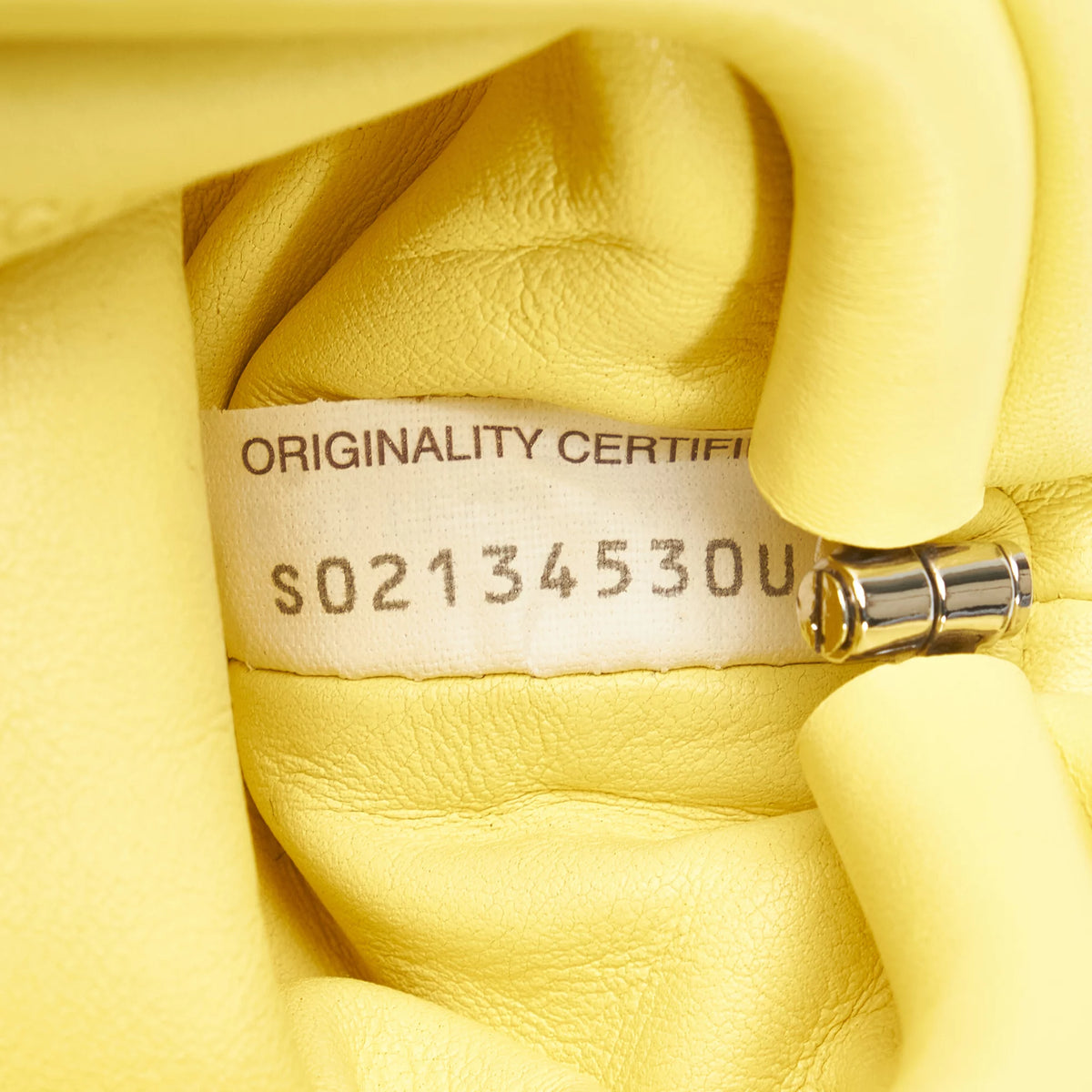 Previously Owned Authenticated Bottega Veneta The Pouch Calf Leather Yellow Crossbody Bag Unisex (Good)