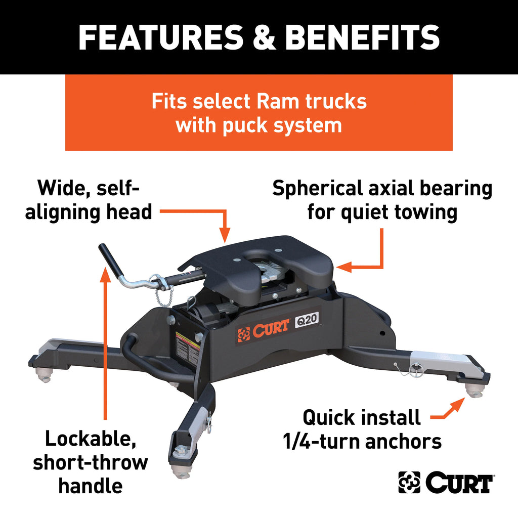 CURT Q20 5th Wheel Hitch with RAM OEM Legs