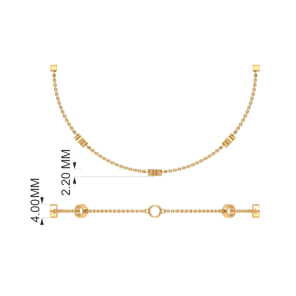 Lab Created Blue Sapphire Station Chain Bracelet For Women - 1 CT - AAAA Grade, 14K Yellow Gold, 7.5 inches