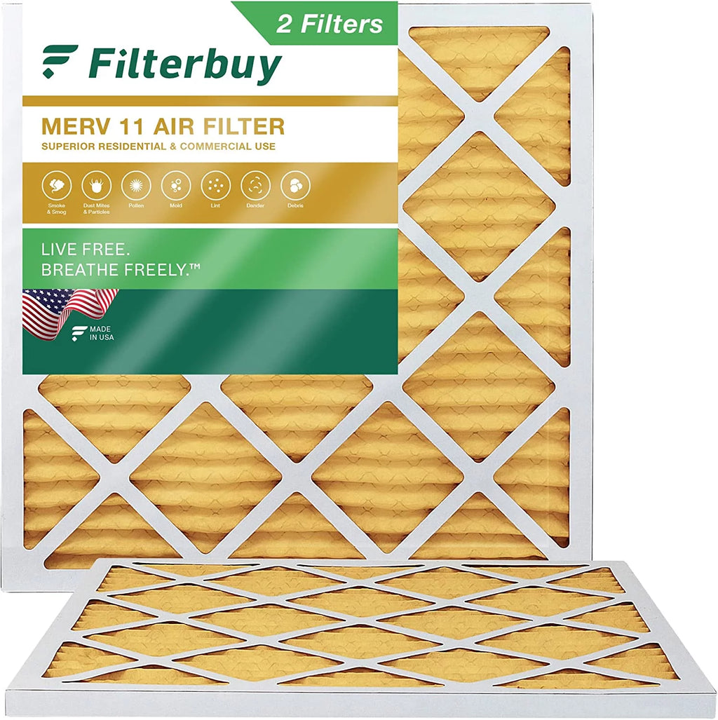 Filterbuy 20x20x1 MERV 11 Pleated HVAC AC Furnace Air Filters (2-Pack)