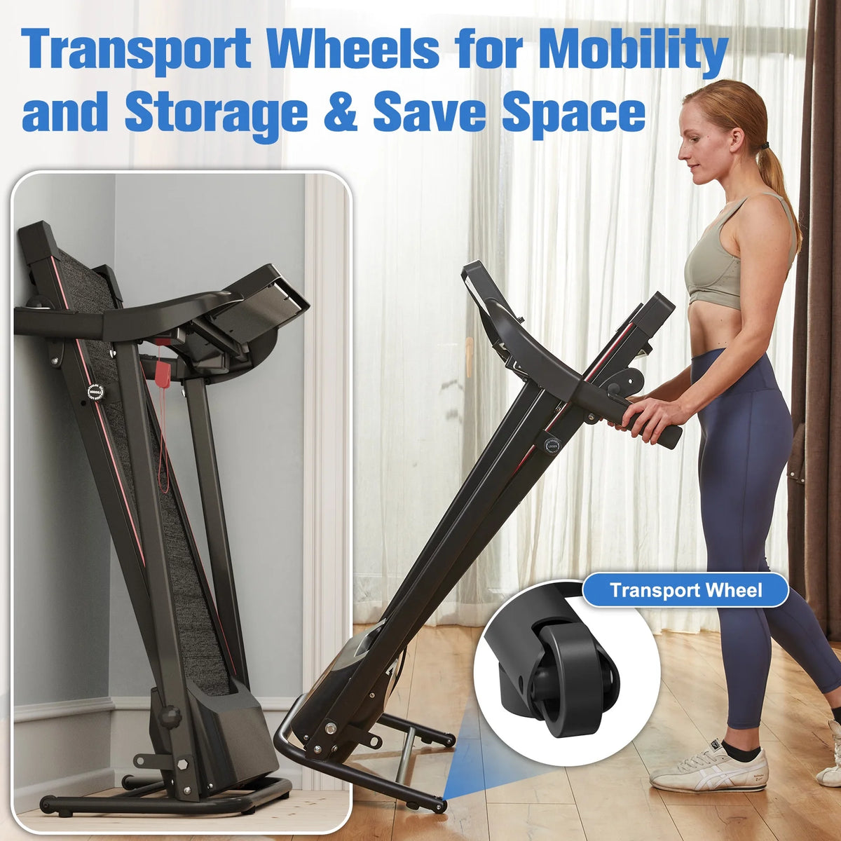 Relife Sports Foldable Treadmill with Incline 220lbs Walking Pad, 0.5-7.5mph, Black