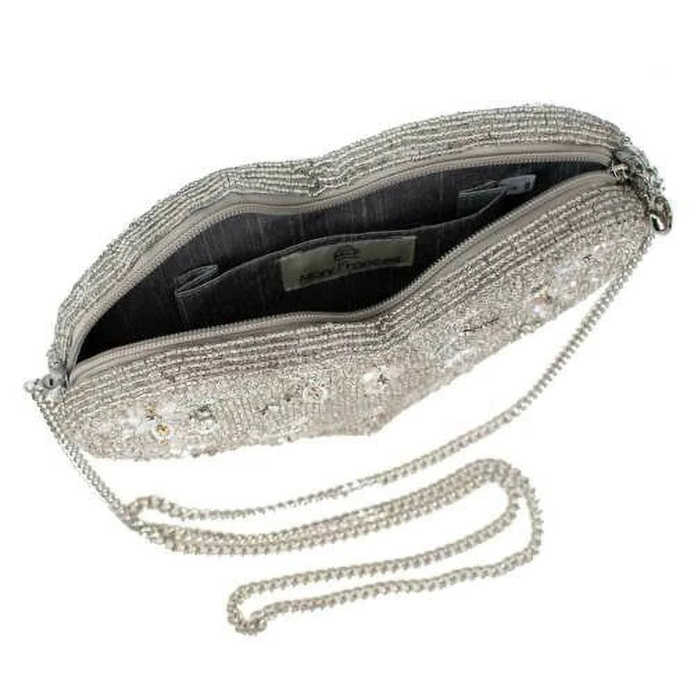 Mary Frances Spark of Love Silver Heart spring Beaded Crossbody Handbag BAG NEW
