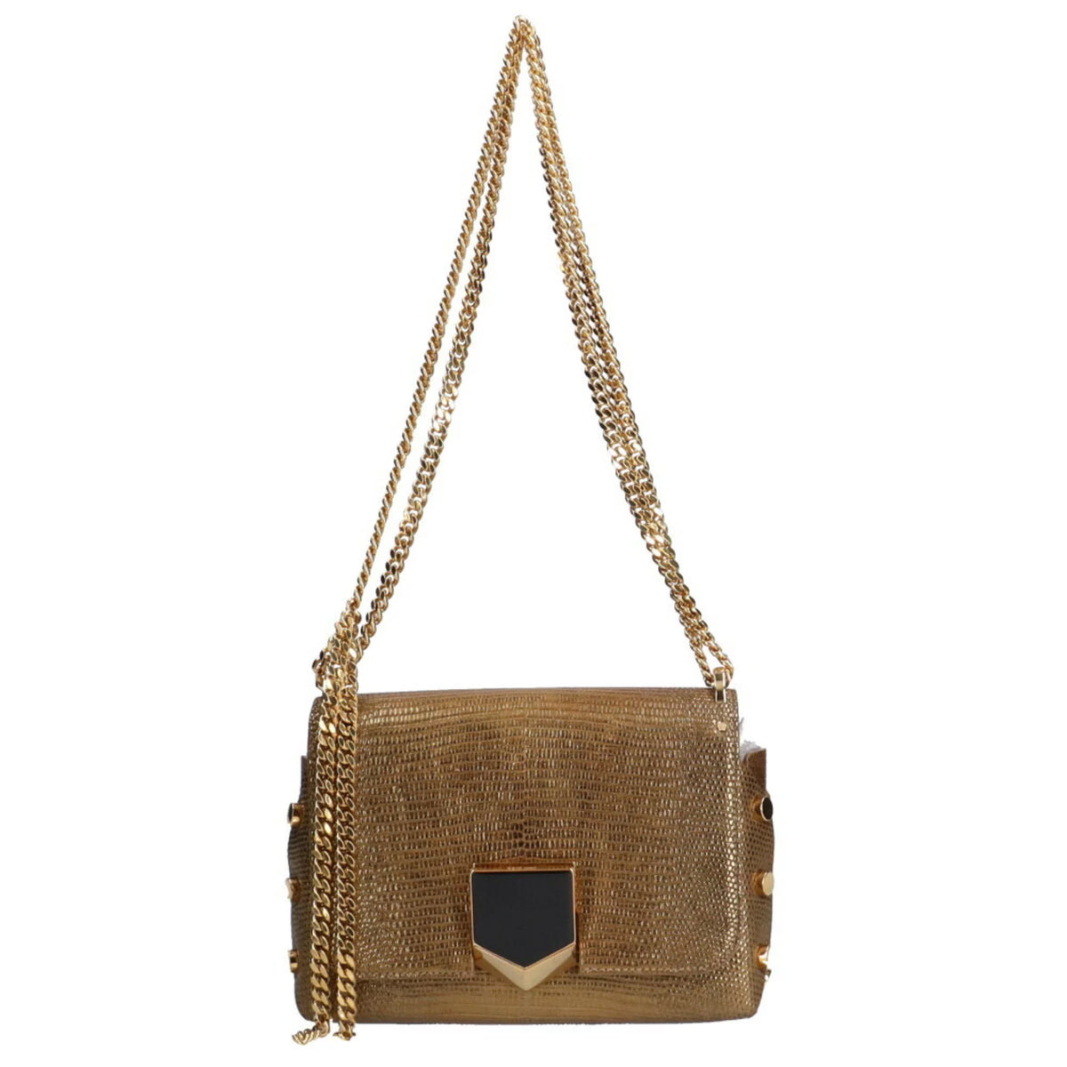 Used Jimmy Choo Chain Shoulder Bag Leather Gold Female (Fair)