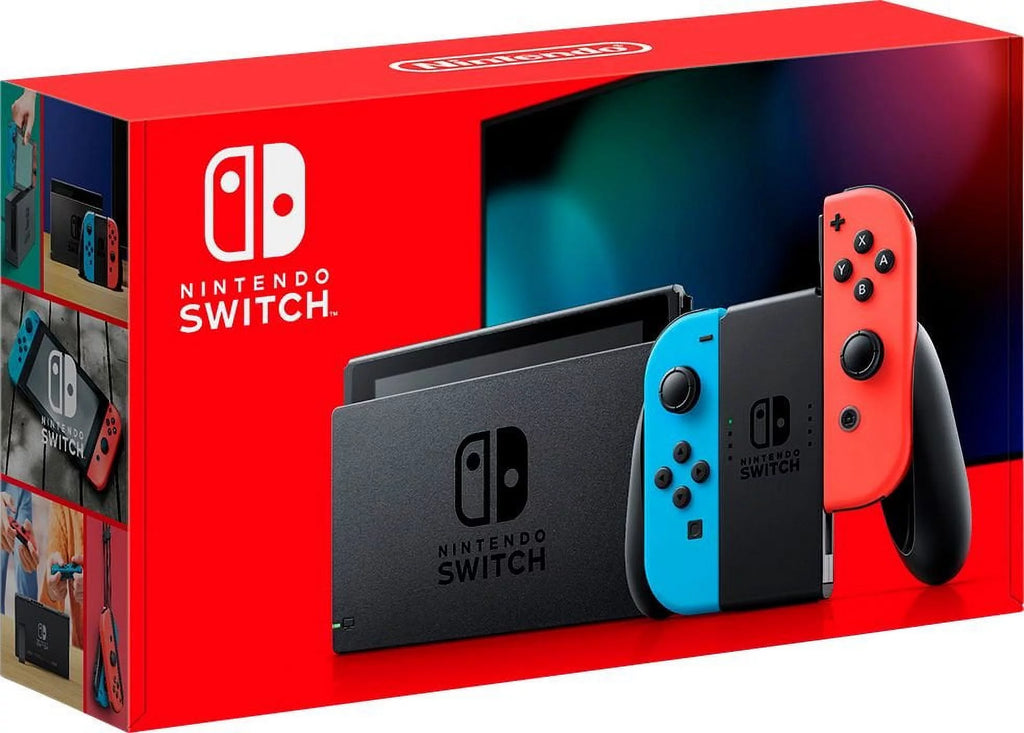 New Nintendo Switch Neon Red/Blue Joy-Con Improved Battery Life Console Bundle with Animal Crossing: New Horizons NS Game Disc