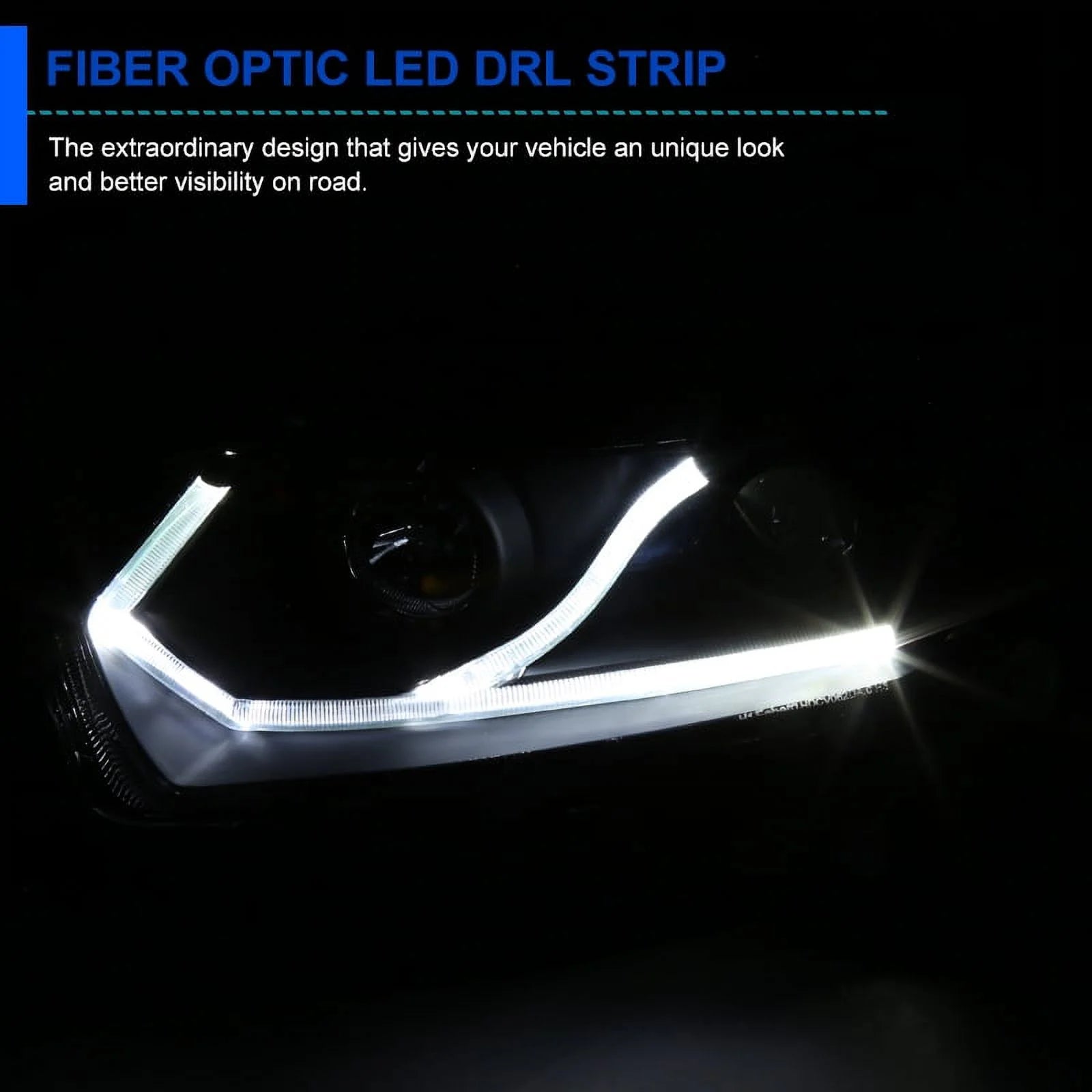 Spec-D Tuning Halo Strip LED Projector Headlights Black Compatible with 2006-2011 Honda Civic 2-Door Coupe Left + Right Pair Headlamps Assembly