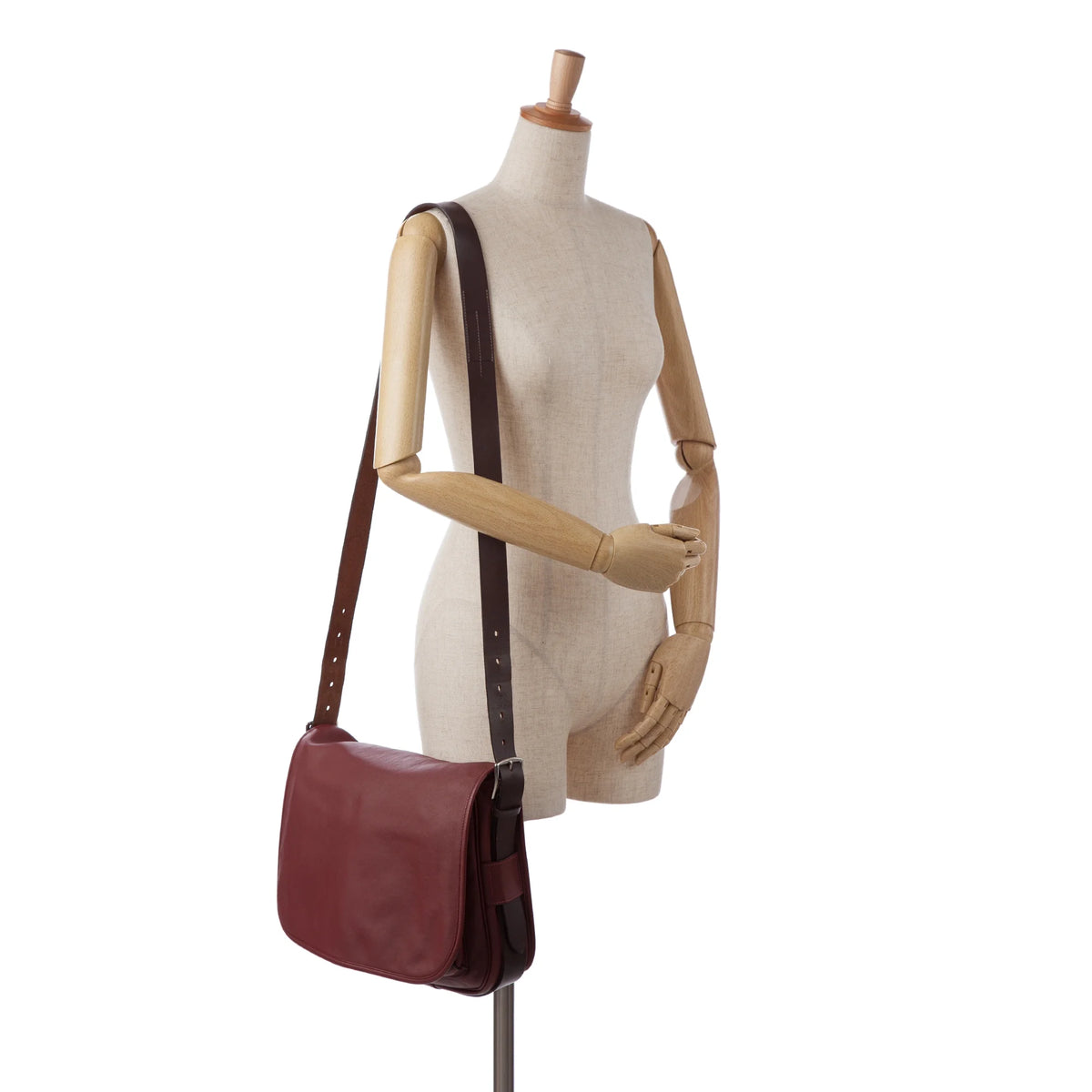 Secondhand Authenticated Hermès Sikkim Barda 30 Messenger Bag Calf Leather Red Crossbody Bag Unisex (Good)