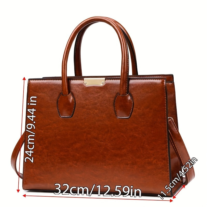 MICHROE Vintage Vegan Tote Bag Set  Top Handle Satchel  Women‘s Luxury Handbag  Shoulder Purse & Crossbody Bag