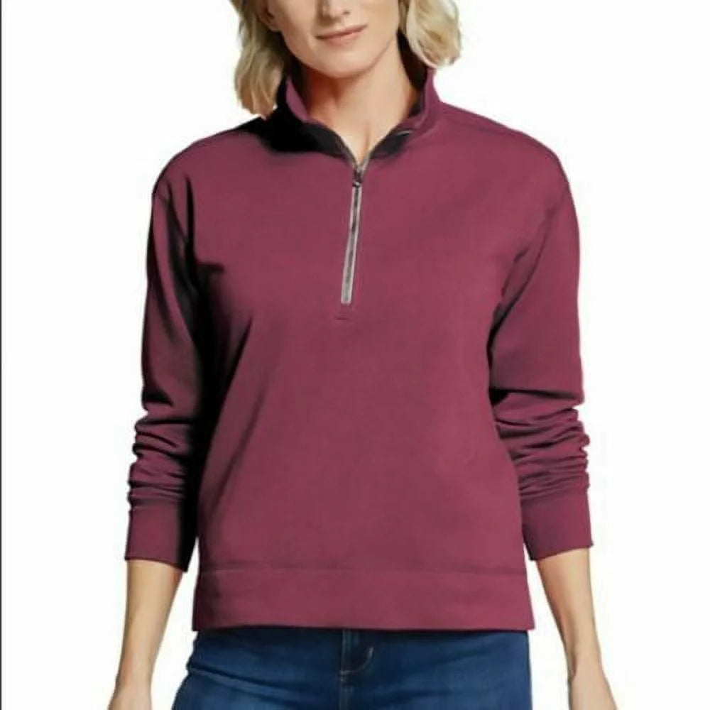 Eddie Bauer For Her Camp Fleece 1/4 Zip Pullover, Ruby Red Large - NEW