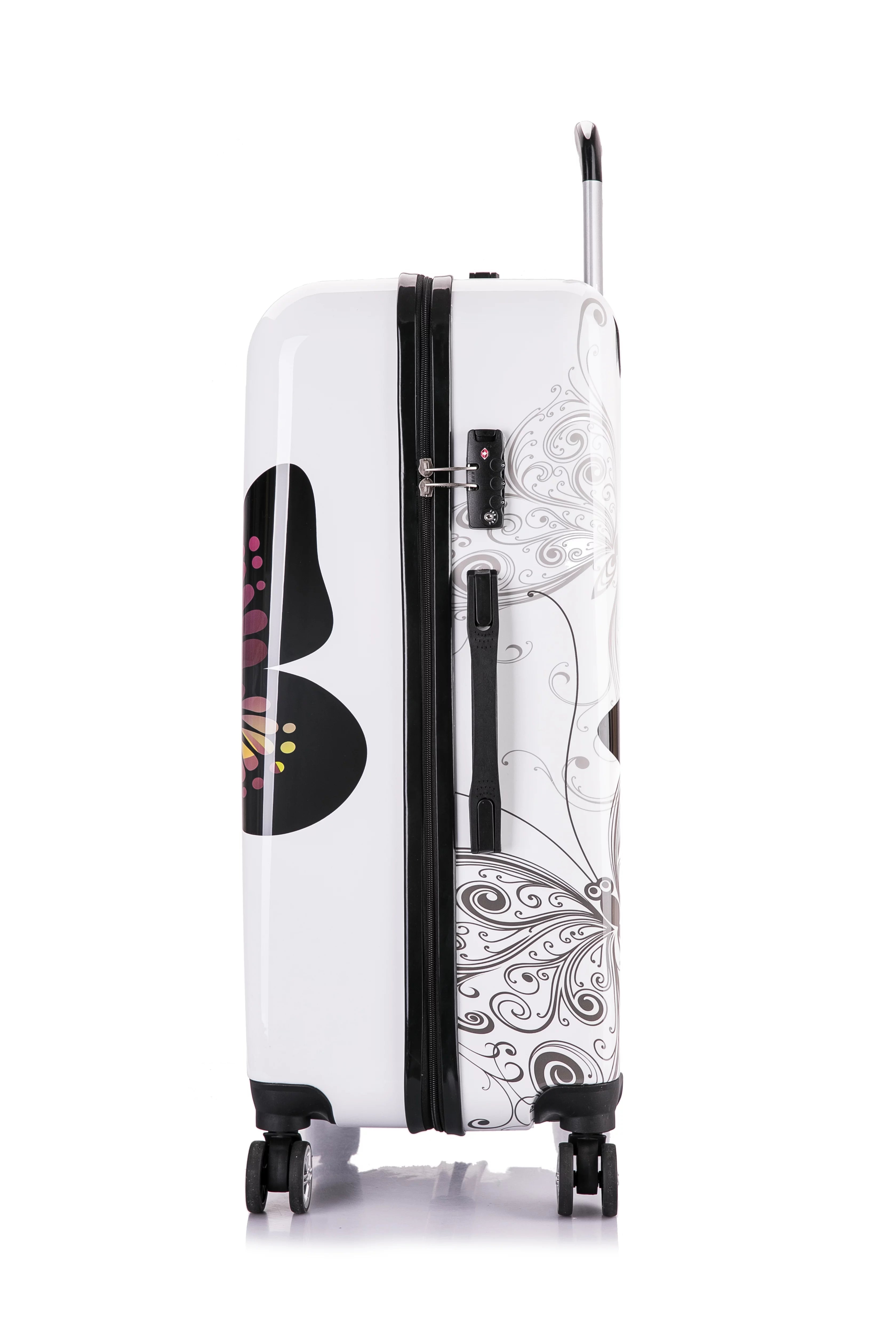 InUSA Print 3-Piece Hardside Luggage Sets with Spinner Wheels, Handle, Trolley, (20"/24"/28"), Butterfly