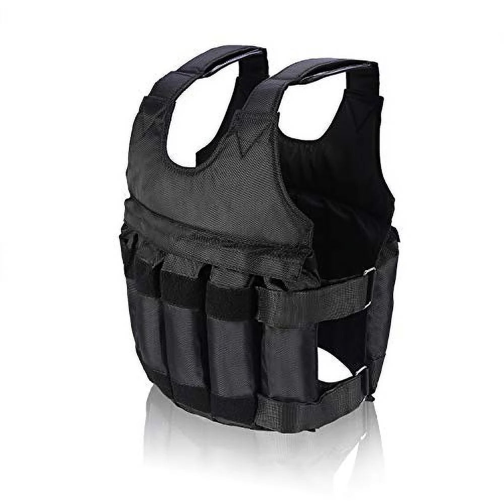 Fitness Weighted Vest, Sport Training Workout Black Adjustable Weight Exercise Vest for Men and Women Boxing Jacket Bearing Capacity 20kg 44LB, Without Weights