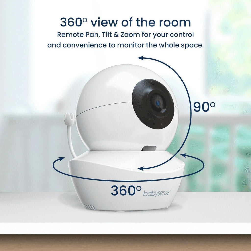 Babysense Split Screen Video Baby Monitor, 4.3" Display with 2 PTZ Cameras, Long Range, Night Light & Vision, Two-Way Talk, V43