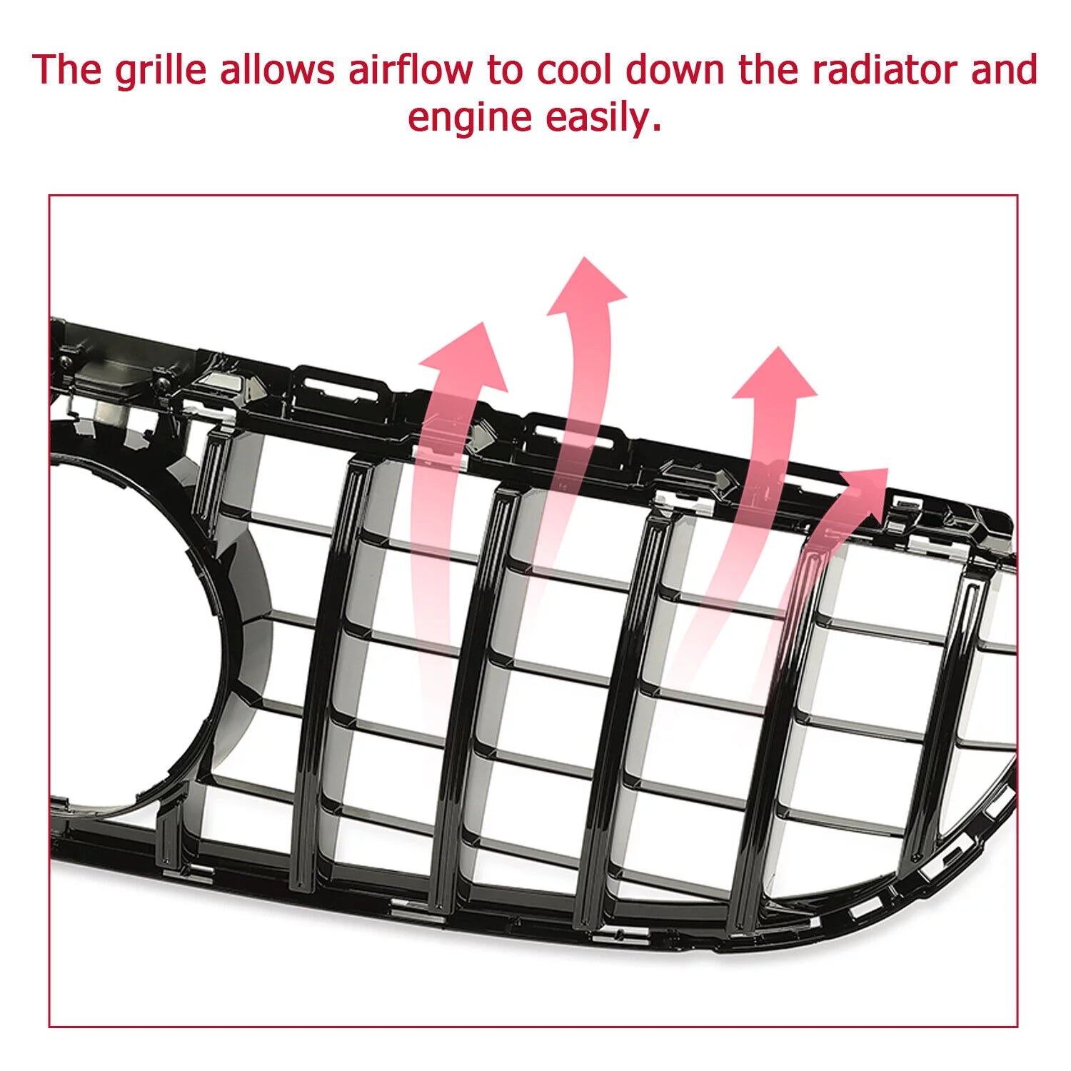 Kojem Front Bumper Grille for 2015 2016 2017 2018 Mercedes Benz W205 C63 AMG S Black Painted for Both with Or without Camera Model Cover