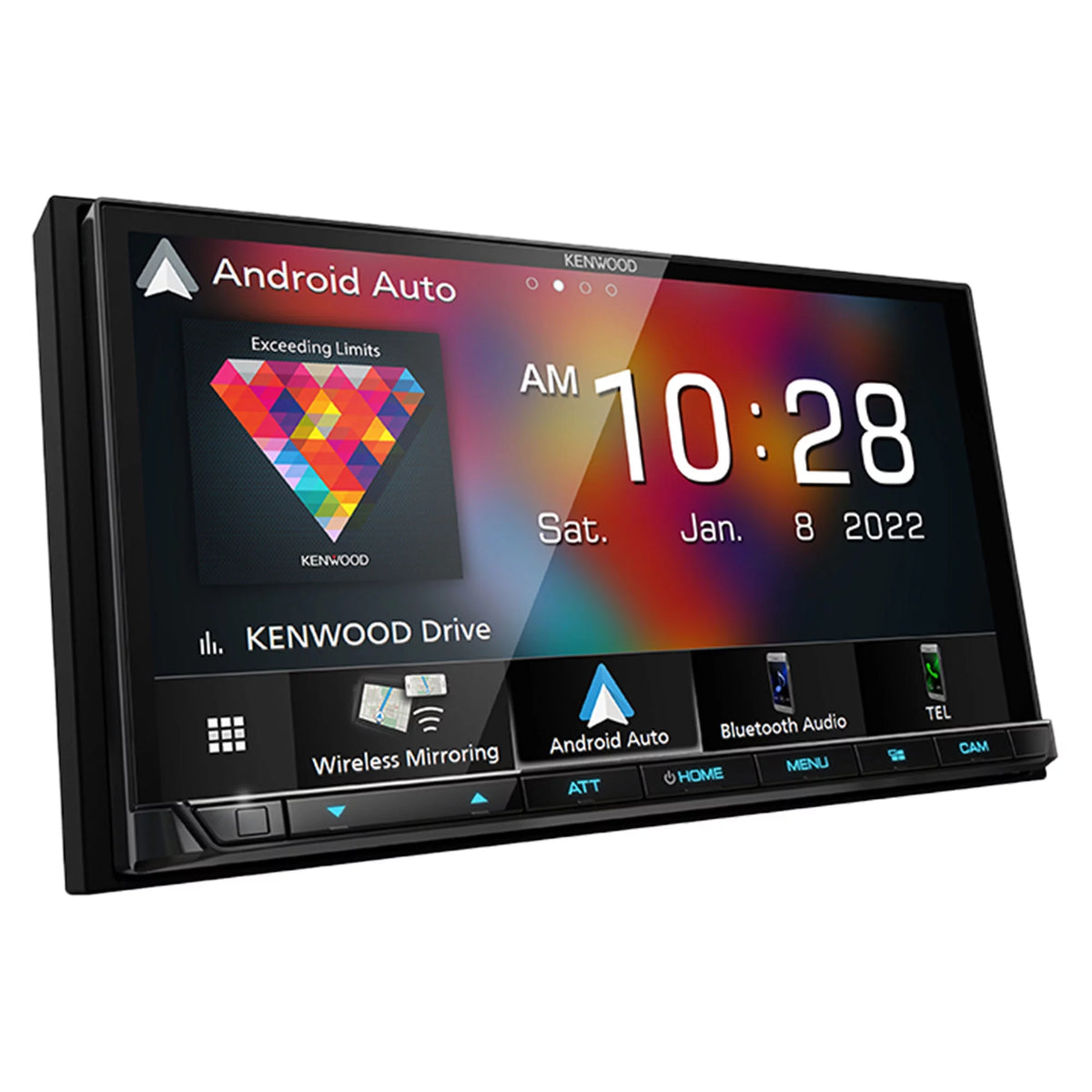 Kenwood DMX9708S MultiMedia Receiver with CMOS-320LP Multi-Angle Rear View Camera with License Plate Mounting