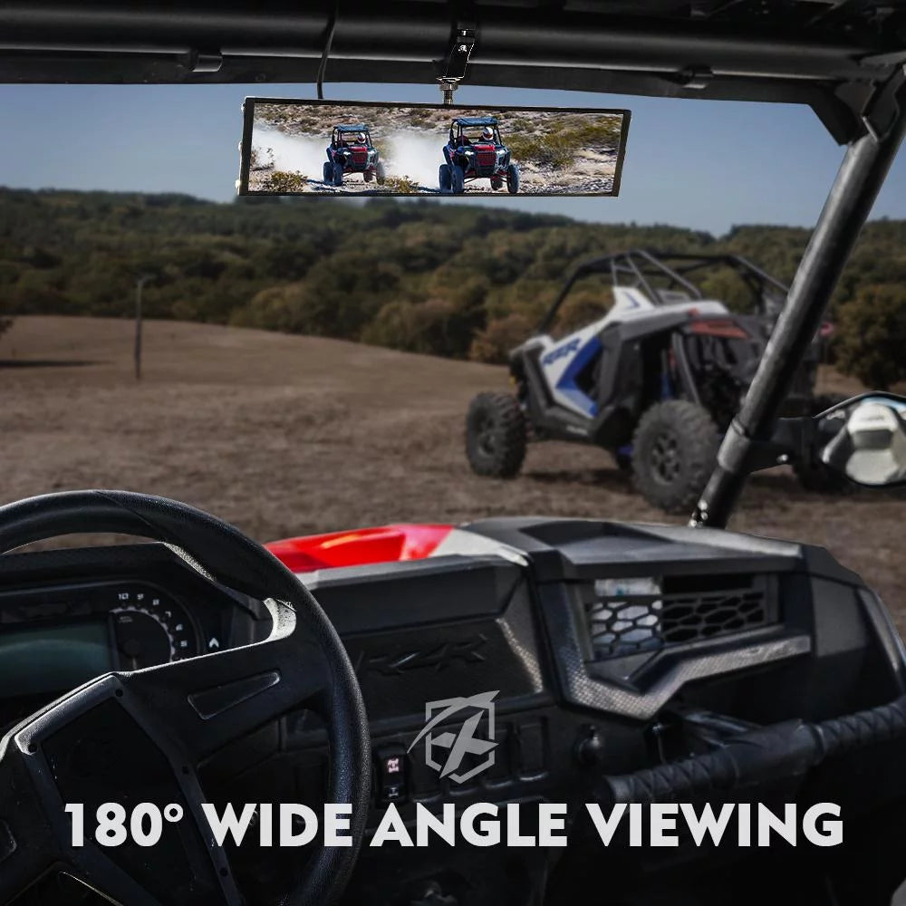 Xprite 13" Curved UTV Rear View Mirror w/ Integrated LED Lights & Switch for 1.75"-2" Rollbars