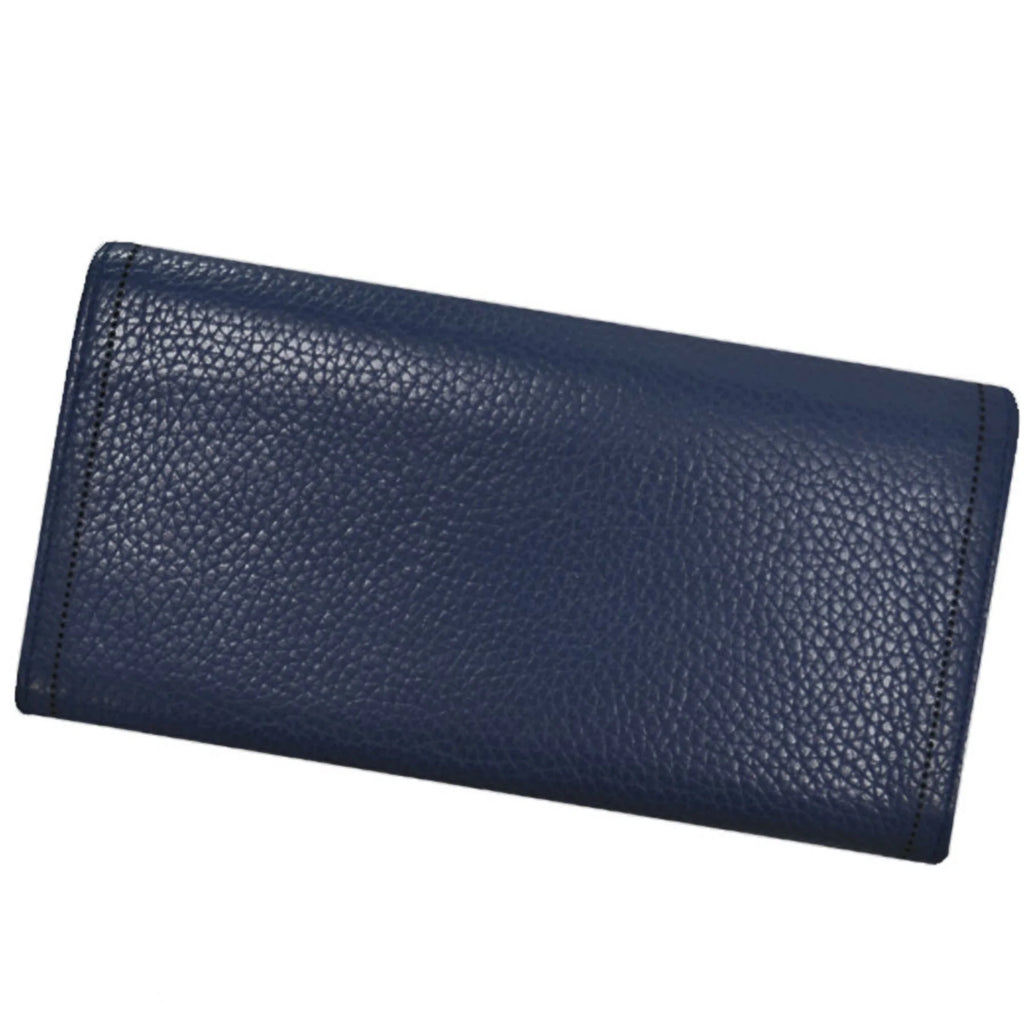 Previously Owned Balenciaga BALENCIAGA long wallet navy leather folio For Her (Good)