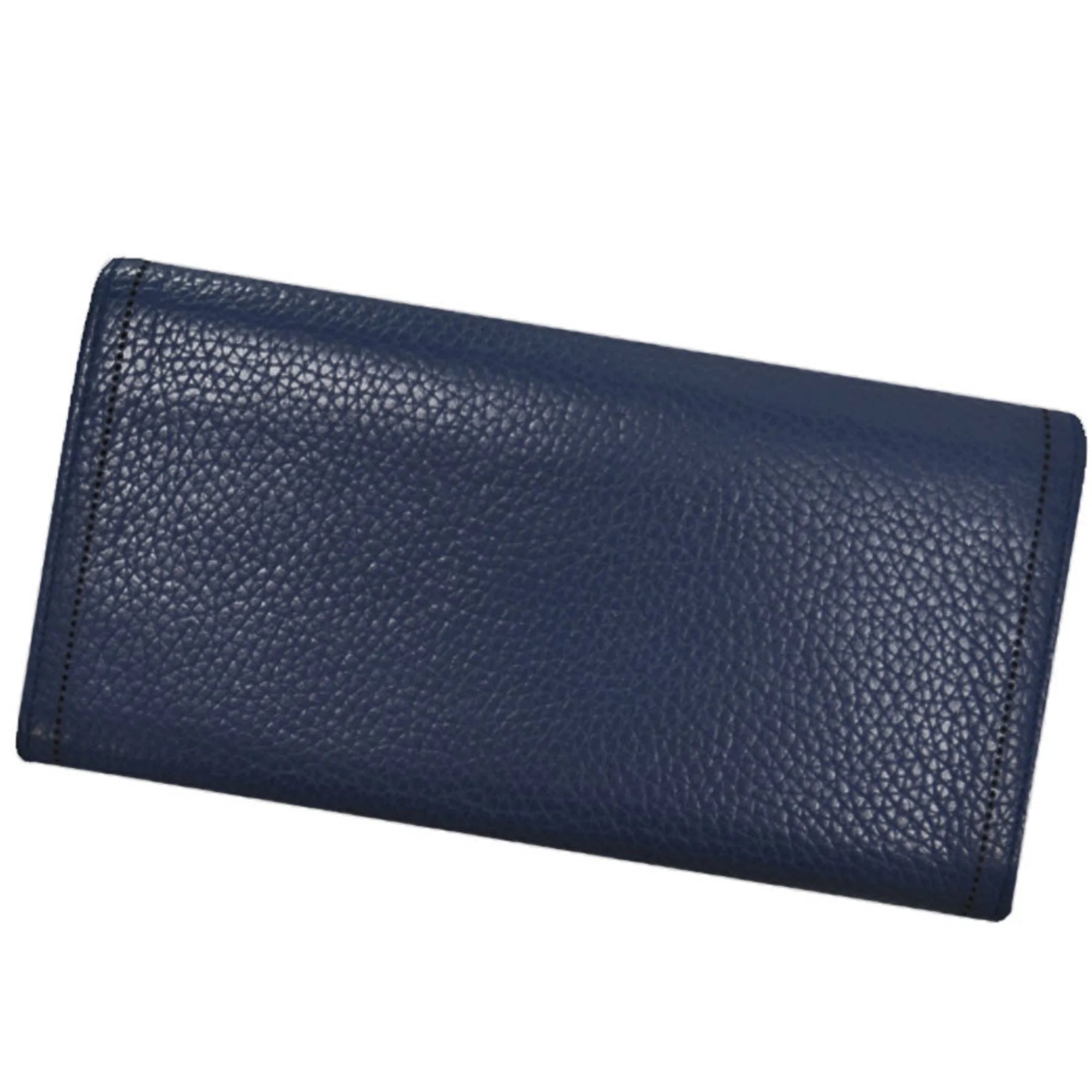 Previously Owned Balenciaga BALENCIAGA long wallet navy leather folio For Her (Good)